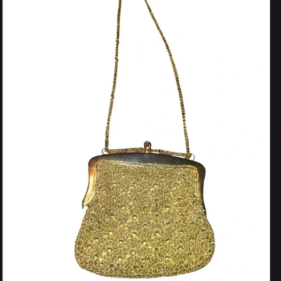 Vintage Gold Kisslock evening bag - Picture 1 of 3